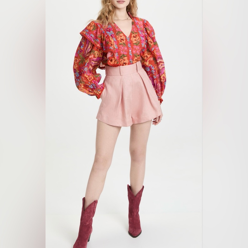 Farm Rio Red Spring Bananas Blouse NWT - Picture 2 of 11